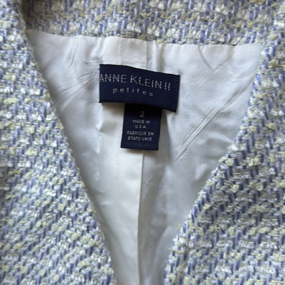 Ann Klein Pastel Green Blue Cream Tweed Jacket - Picture 6 of 13